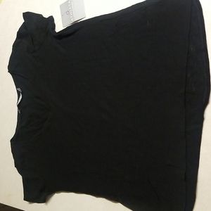 ATHLETA BLACK SHORT SLEEVE ORGANIC DAILY v neck TEE medium NWT